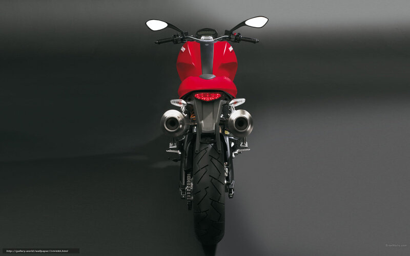 Red Motorcycle Rear View — Dramatic