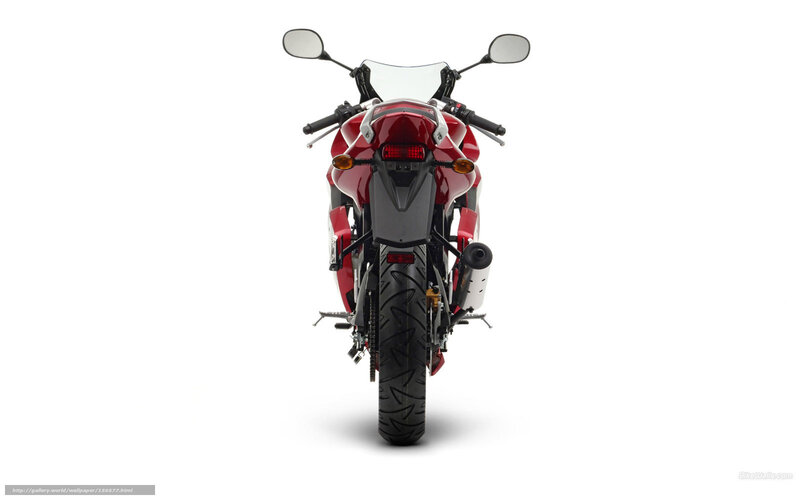 Red Motorcycle Rear View — Neutral, Photograph, Rear Wheel