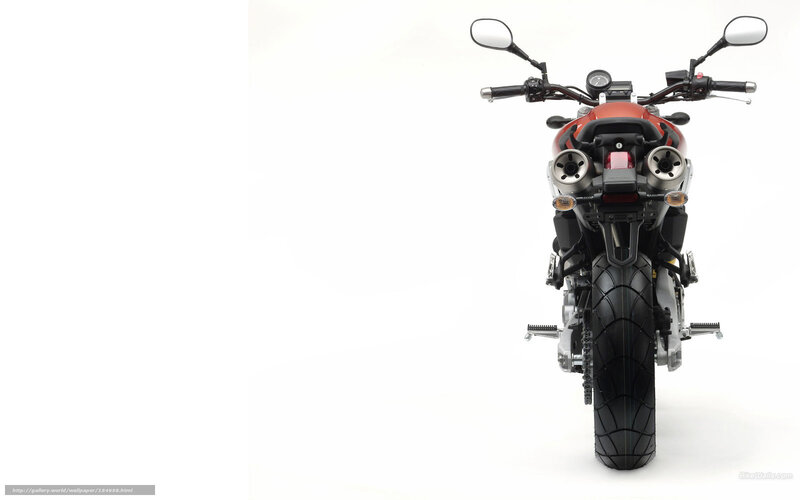 Red Motorcycle Rear View — White