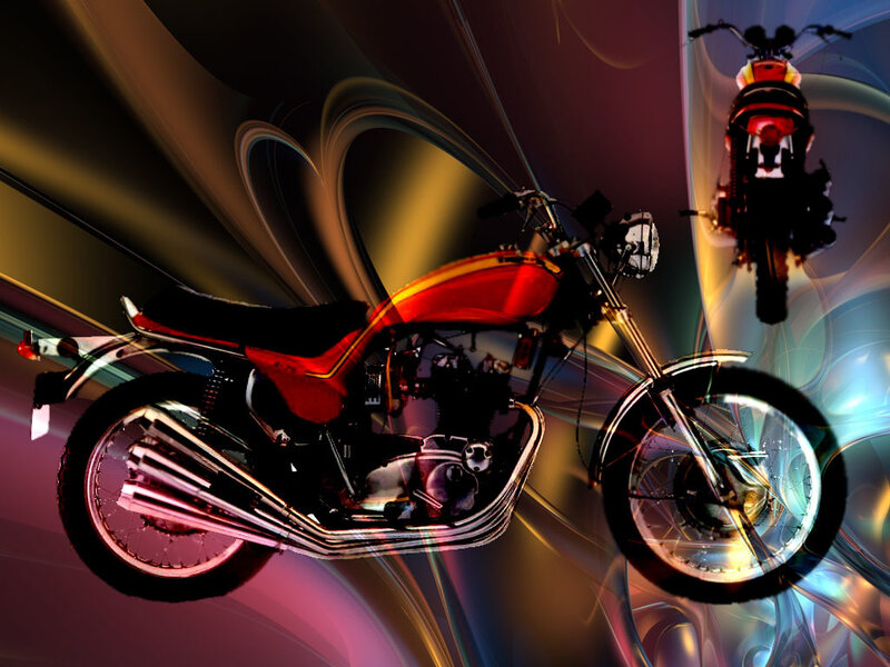 Red motorcycle with abstract background