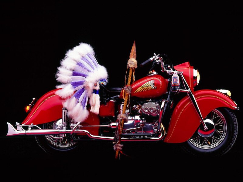Red Motorcycle with Feathers — Dramatic