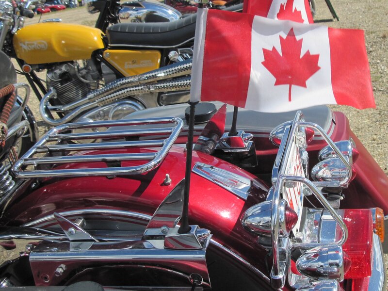 Red Motorcycle with Flag
