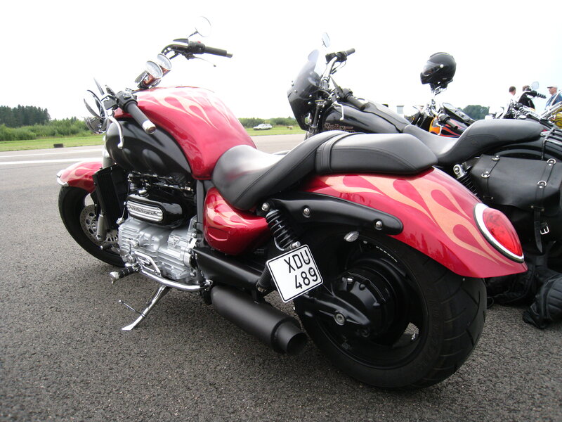 Red Motorcycle with Flames