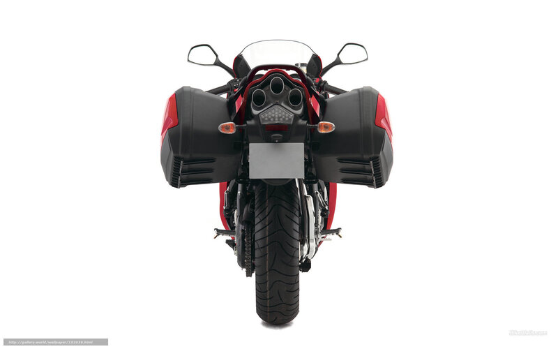 red motorcycle with luggage