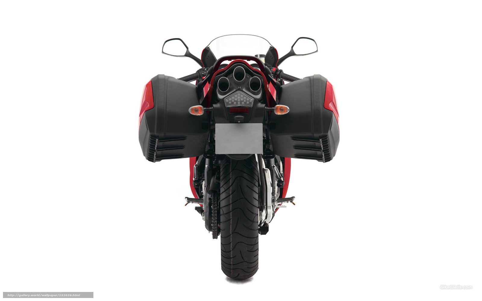 red motorcycle with luggage