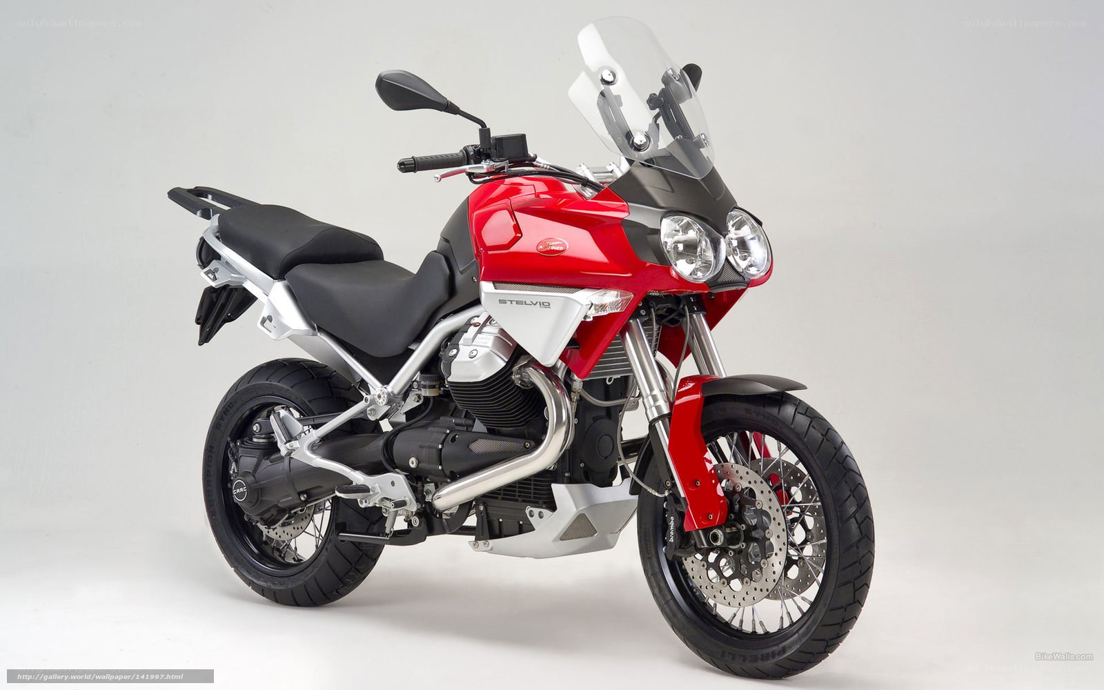 red motorcycle with touring features