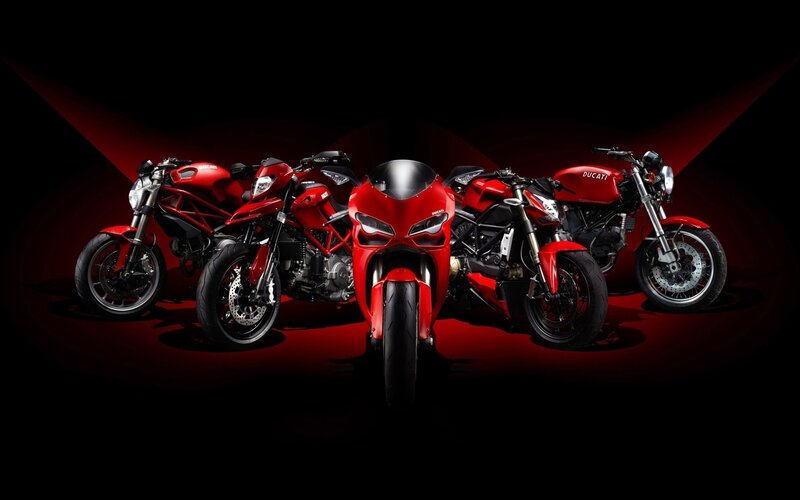 Red Motorcycles in Row