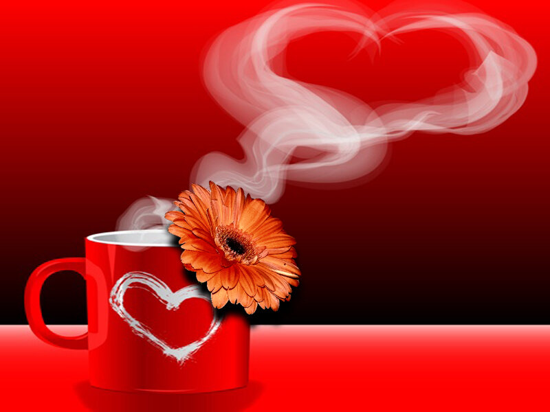 Red Mug with Flower
