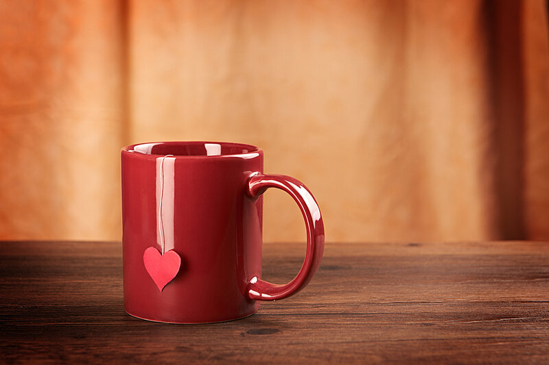 Red Mug with Heart Tag