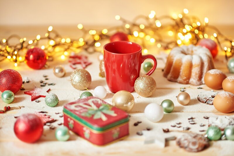 Red Mug with Holiday Treats