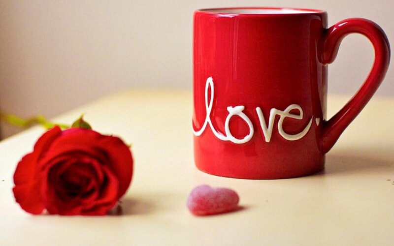 Red Mug with Rose