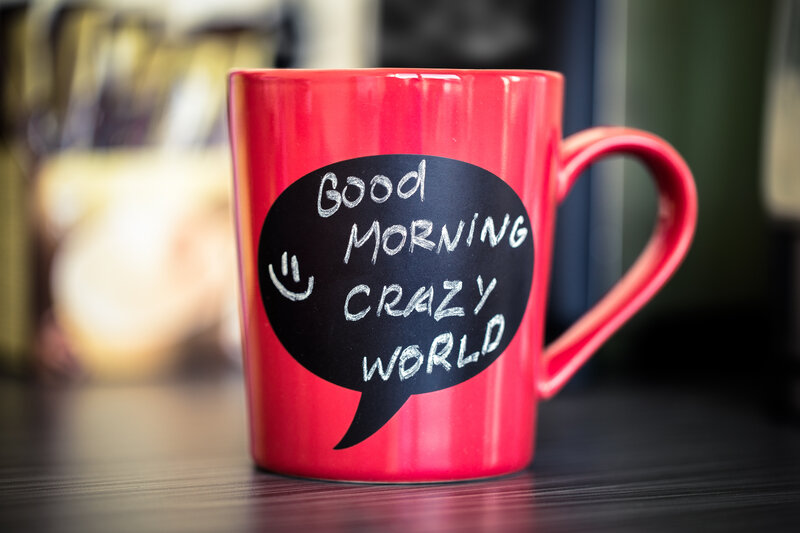Red Mug with Text — Calm