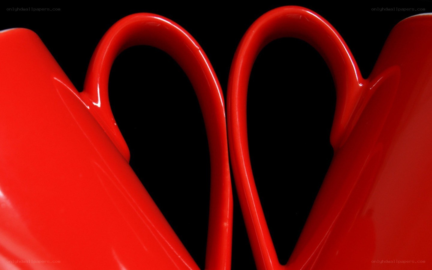 Red mugs forming a heart
