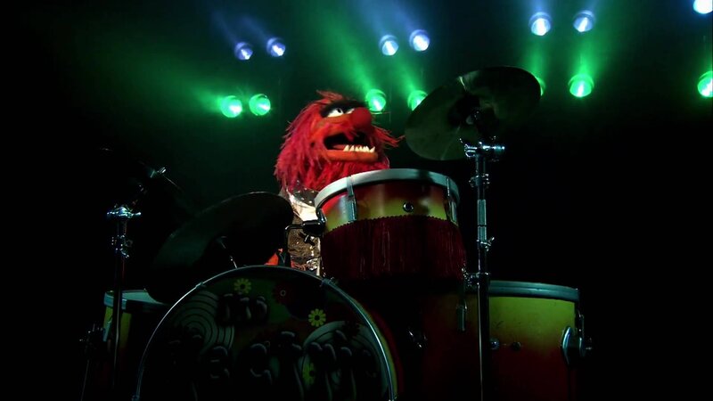 Red Muppet on Drums