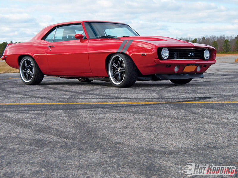 Red Muscle Car — Calm, Afternoon, Photograph, Black Wheels