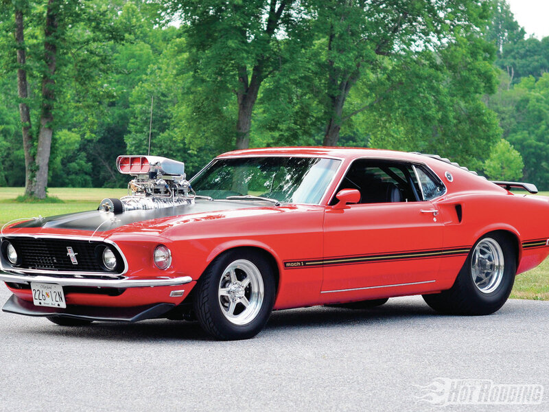 Red Muscle Car — Calm, Afternoon, Photograph, Engine