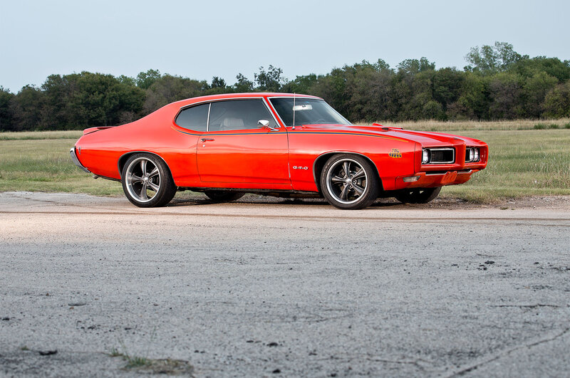 Red Muscle Car — Calm, Afternoon, Photograph, Field