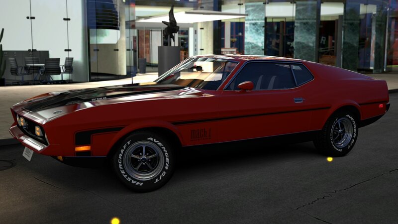 Red Muscle Car — Calm, Night, 3d Render