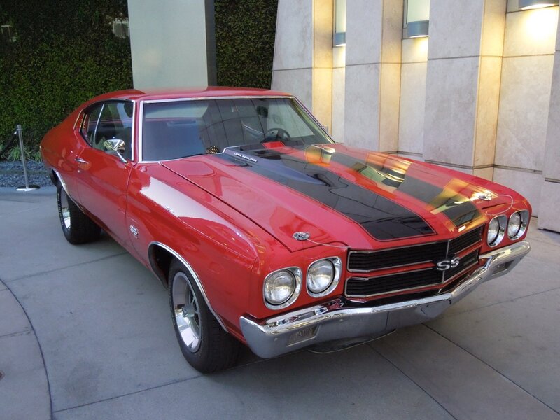 Red Muscle Car — Calm, Night