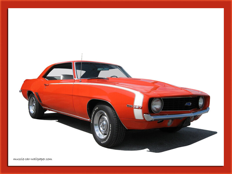 Red Muscle Car — Classic, Photograph, White Stripes