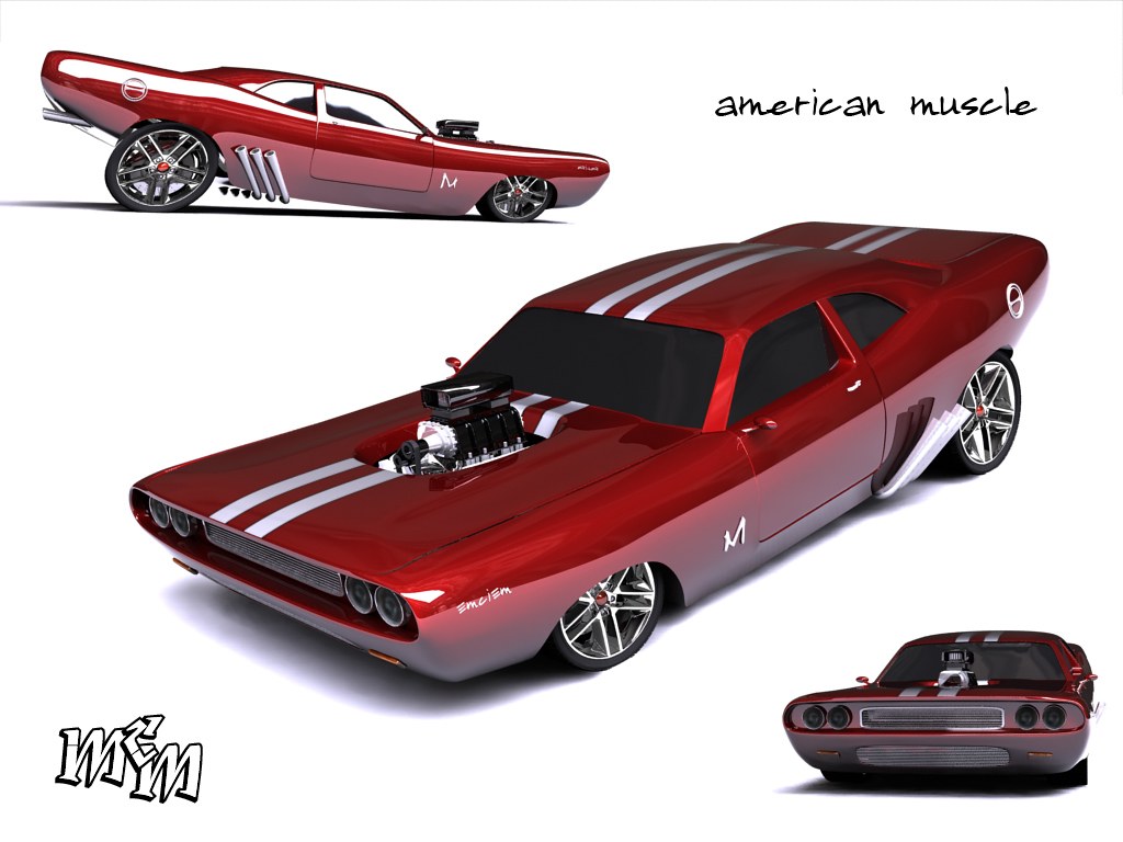 Red muscle car concept
