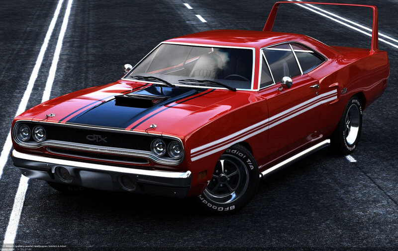 Red Muscle Car — Dramatic, 3d Render, Road, Stripes