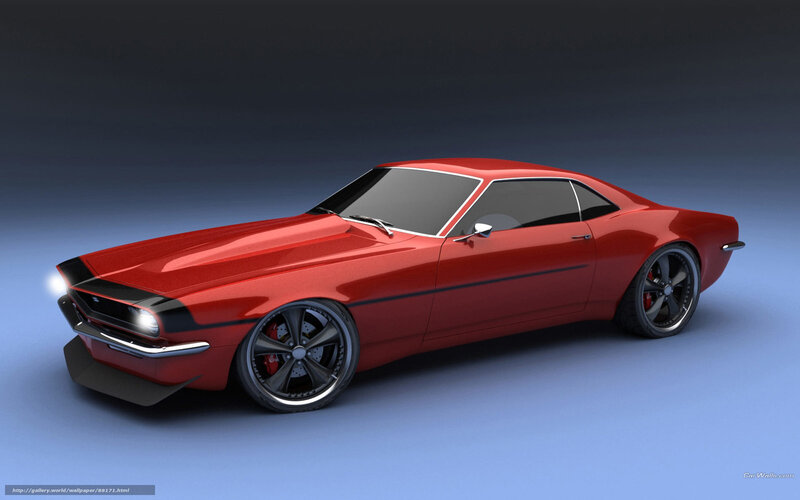 Red Muscle Car — Dramatic, 3d Render, Wheels