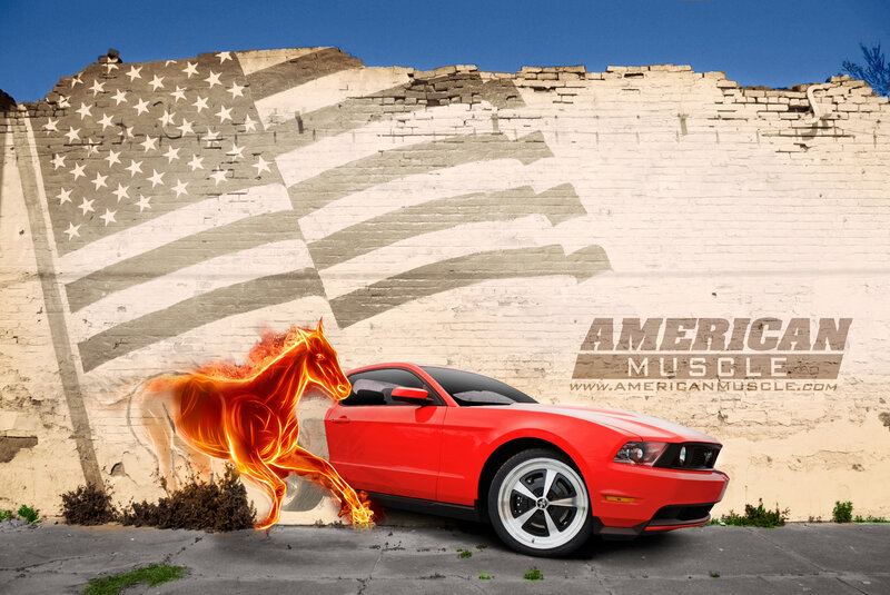 Red Muscle Car — Dramatic, Afternoon, Digital Art