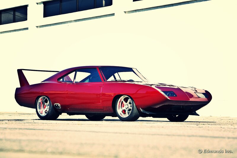 Red Muscle Car — Dramatic, Afternoon, Photograph, Building, Tire