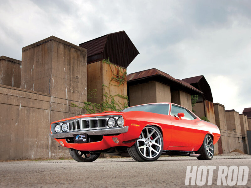 Red Muscle Car — Dramatic, Afternoon, Photograph, Concrete Building