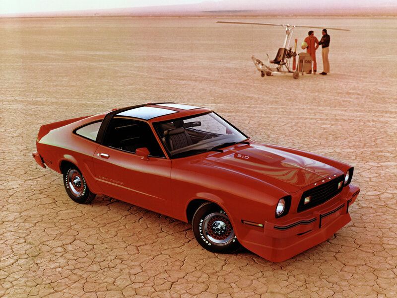 Red Muscle Car — Dramatic, Afternoon, Photograph, Helicopter