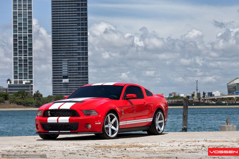 Red Muscle Car — Dramatic, Afternoon, Photograph, Skyscrapers
