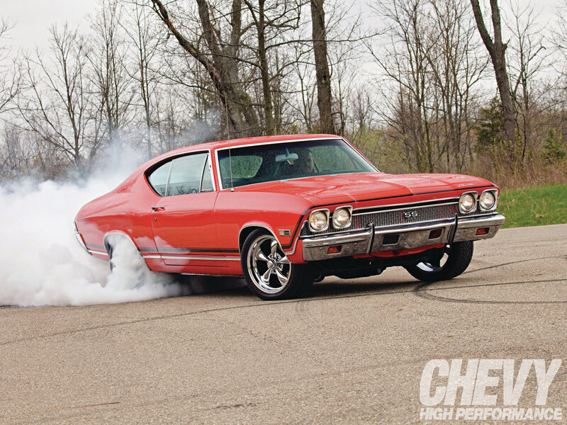 Red Muscle Car — Dramatic, Autumn