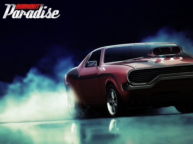Red Muscle Car — Dramatic, Night, Digital Art, Smoke, Drift