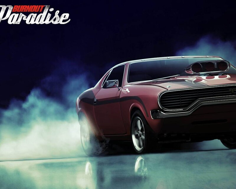 Red Muscle Car — Dramatic, Night, Digital Art, Smoke