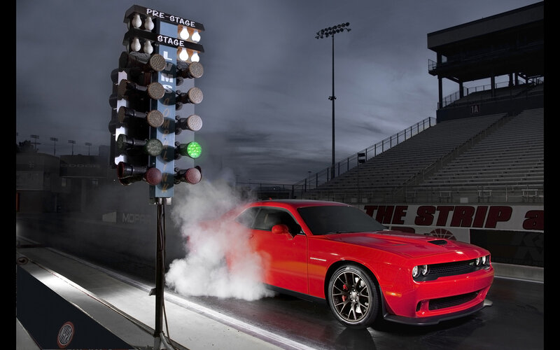 Red Muscle Car — Dramatic, Night, Photograph