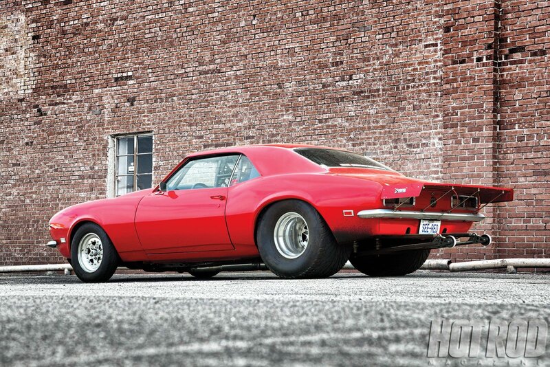 Red Muscle Car — Dramatic, Photograph, Brick Wall