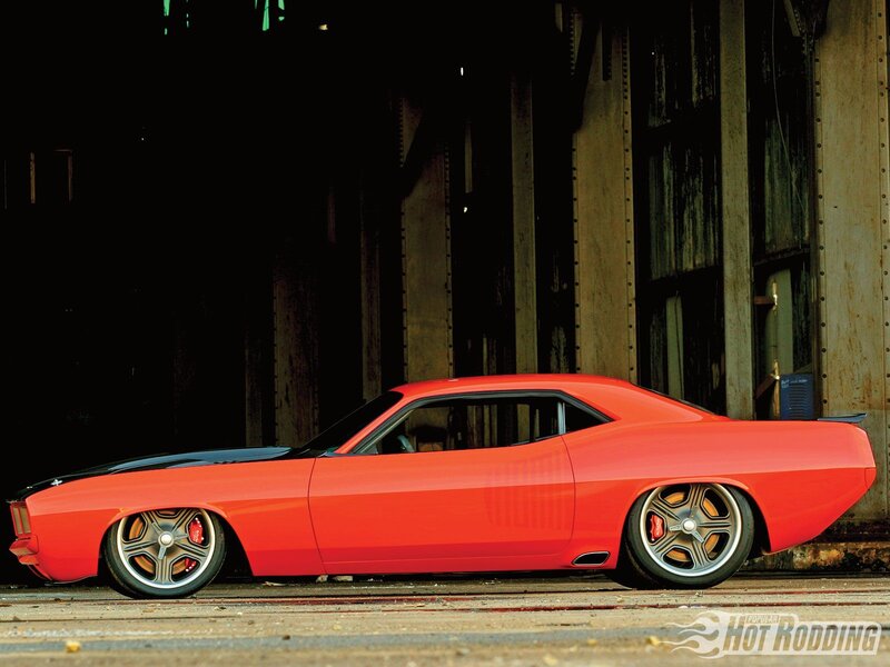 Red Muscle Car — Dramatic, Photograph, Building