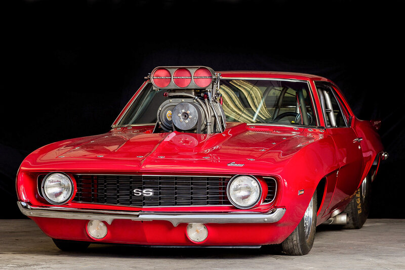 Red Muscle Car — Dramatic, Photograph, Engine