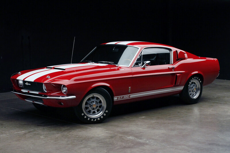 Red Muscle Car — Dramatic, Photograph, White Stripes