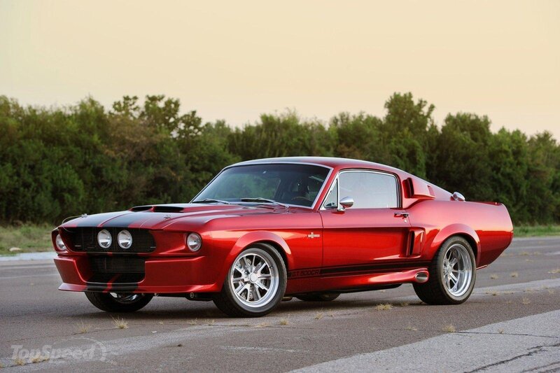 Red Muscle Car — Dramatic, Sunset, Photograph