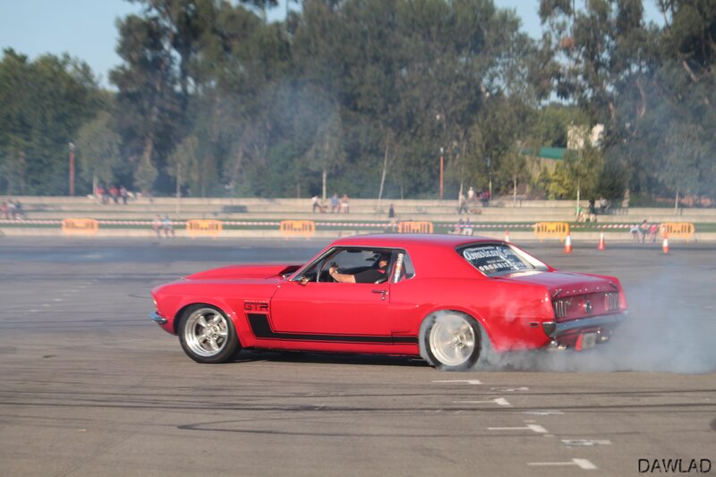 Red Muscle Car Drifting — Dynamic, Afternoon