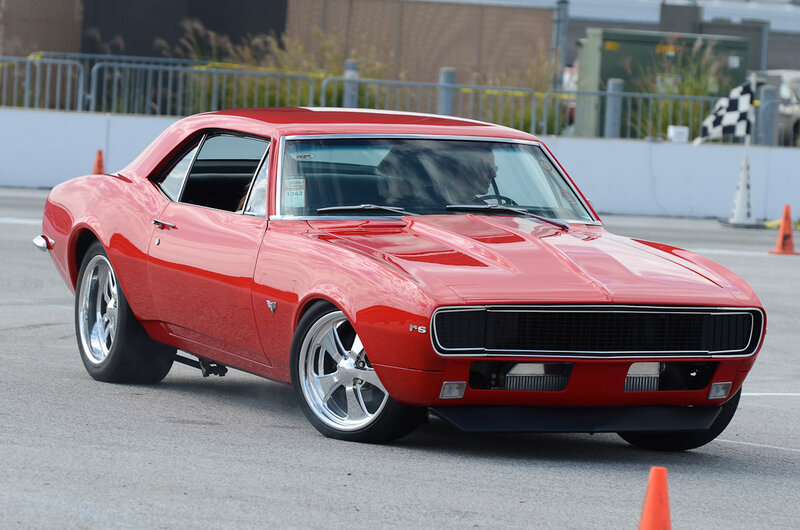 Red Muscle Car — Dynamic, Afternoon, Photograph, Driver