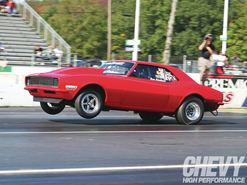 Red Muscle Car — Dynamic, Afternoon, Photograph, Race Track, Spectators