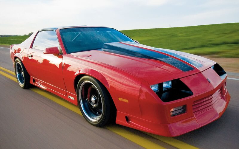 Red Muscle Car — Dynamic, Afternoon, Photograph, Road