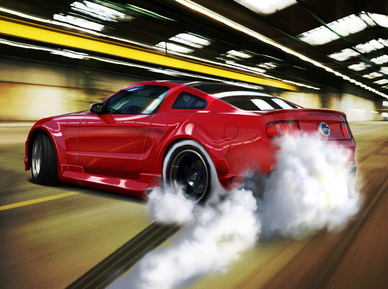 Red Muscle Car — Dynamic, Digital Art