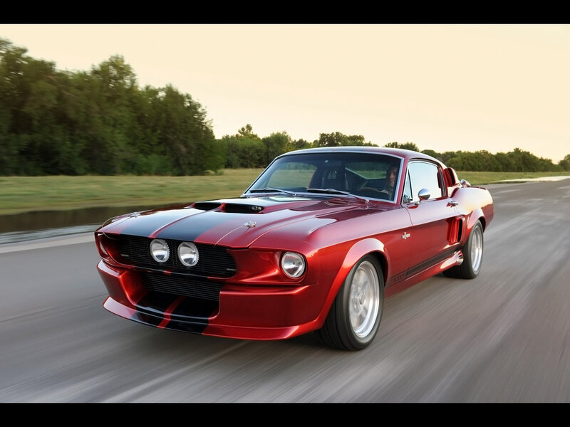 Red Muscle Car — Dynamic, Sunset, Photograph