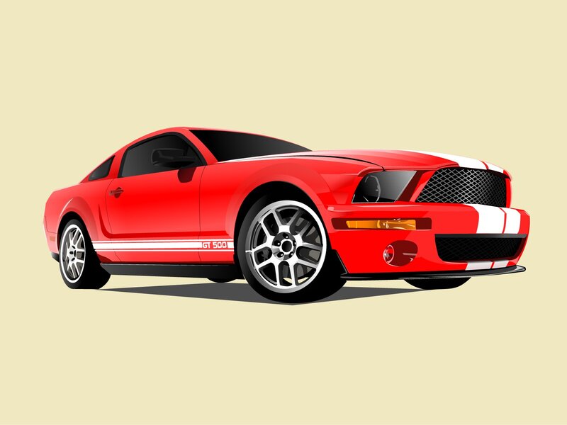 Red Muscle Car — Dynamic, Vector Art