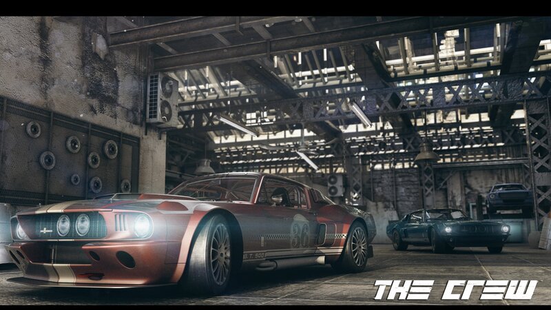 Red Muscle Car in Garage — Industrial