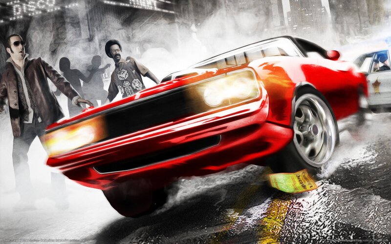 Red Muscle Car in Motion — Dramatic